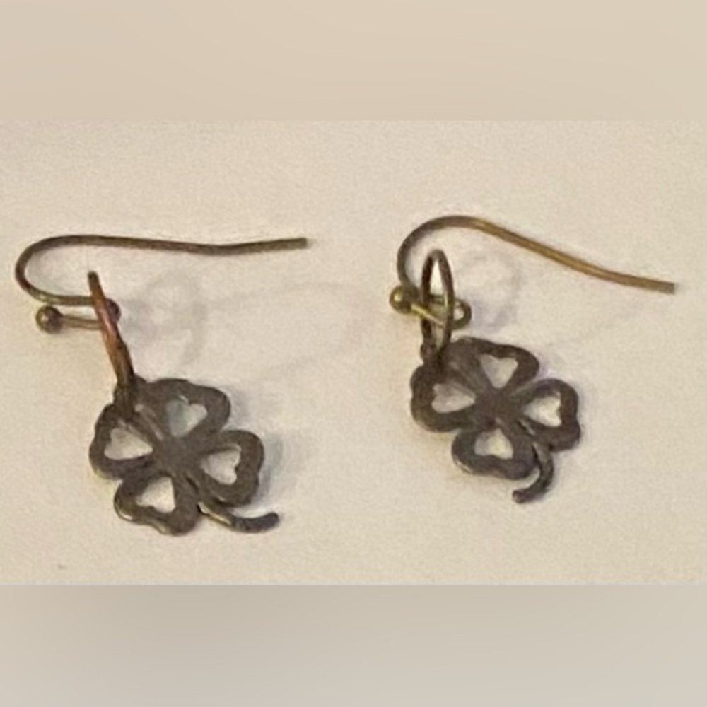 NEW 4-leaf clover brass earrings